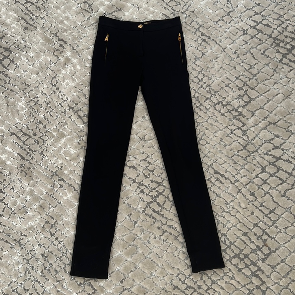 Cavalli black skinny pants gold hardware